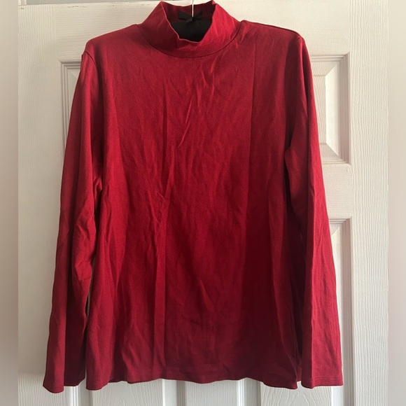 Croft & Barrow Long Sleeve Mock-Neck Top, Red, size XL - Picture 2 of 4